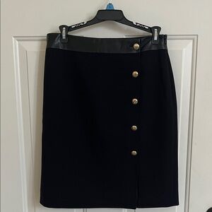 White House Black Market Black Pencil Skirt with Gold Buttons size 6
